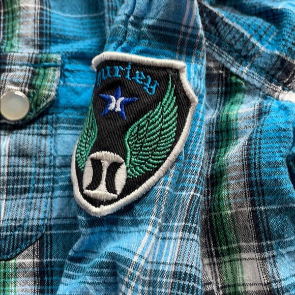 4/$20 Boys Hurley Snap Up Hooded Plaid Sz 18 mth - Picture 3 of 5